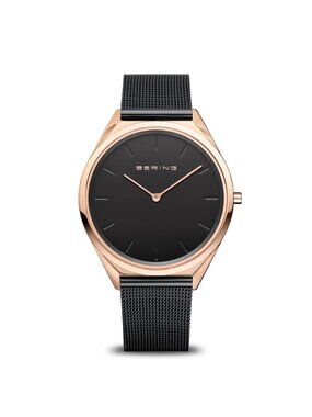 Bering rose gold and black watch